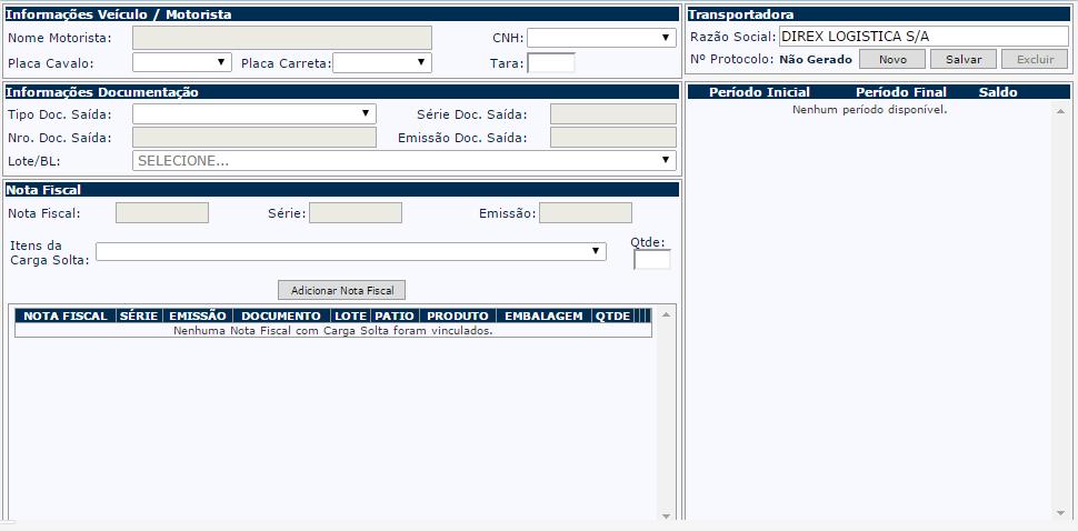 6 Agendamento Carga Solta Agendamento online Para agendar a Carga Solta, deverá selecionar no menu o item Agendamento Carga Solta / Agendar Carga Solta.