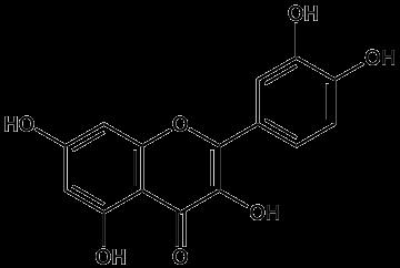31 vezes, como quelantes de metais, agindo tanto na etapa de iniciação como na propagação do processo oxidativo (RAMALHO & JORGE, 2006). 2.4.1. Quercetina A quercetina (3,5,7,3-4 - pentahidroxi flavona) é o principal flavonoide presente na dieta humana e representa cerca de 95% do total dos flavonoides ingeridos.