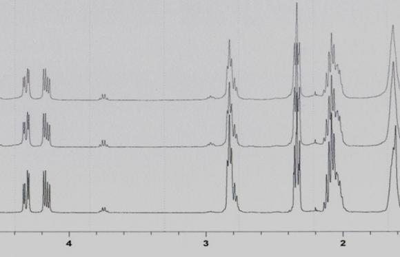 76 Figura 37 -Espectro de RMN de 1 H do óleo de linhaça com a utilização dos antioxidantes no décimo dia da foto-oxidação, com pontilhado na região do aparecimento do pico em 2,9 e 3,7 ppm B)