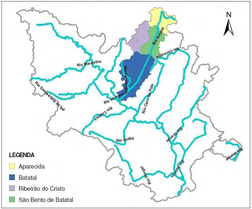 Trabalho de Campo A bacia hidrográfica escolhida para análise e pesquisa de campo pela equipe de estes consultores foi a do Rio Benevente, Sub-Bacia do Rio Batatal.