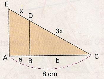 15 cm de comprimento, determine a medida do lado AC. 11) No triângulo ABC da figura, sabe-se que DE // BC.
