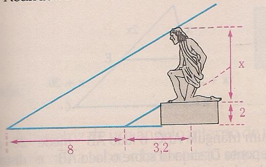 21) Uma estátua projeta uma sombra de 8 m no mesmo instante que seu pedestal projeta