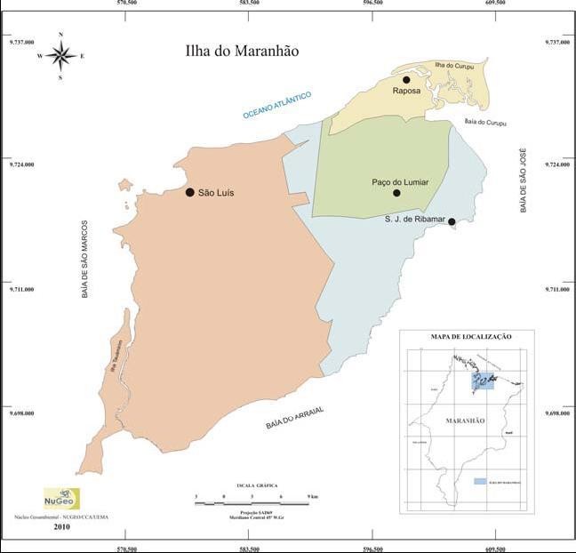Introdução A Ilha do Maranhão (Ilha de São Luis) está situada ao norte do Estado do Maranhão,região Nordeste do Brasil entre as coordenadas 02 23'27" e 02 48'02" de latitude sul e 43 57'32" e 44