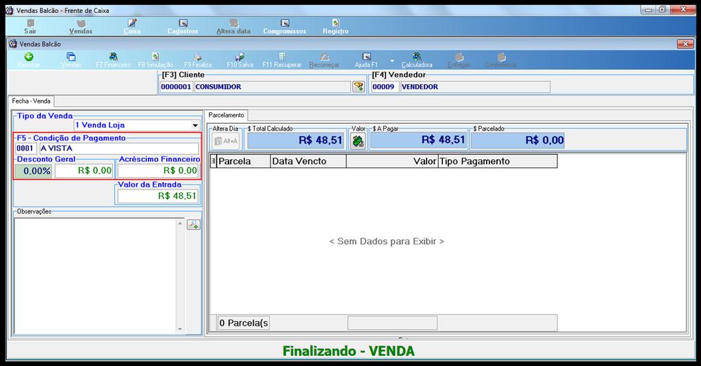 botão Gravar. Figura 49 Finalização da venda. 3.