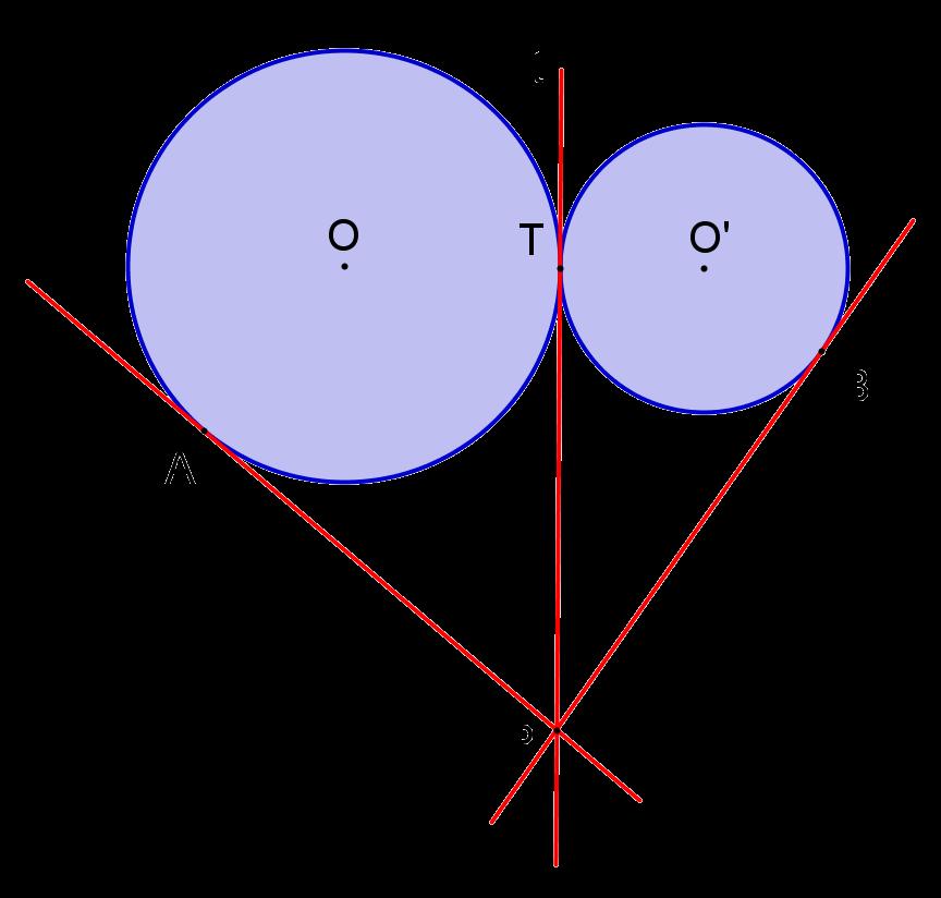 EXEMPLO As circunferências da figura são tangentes externamente em T.