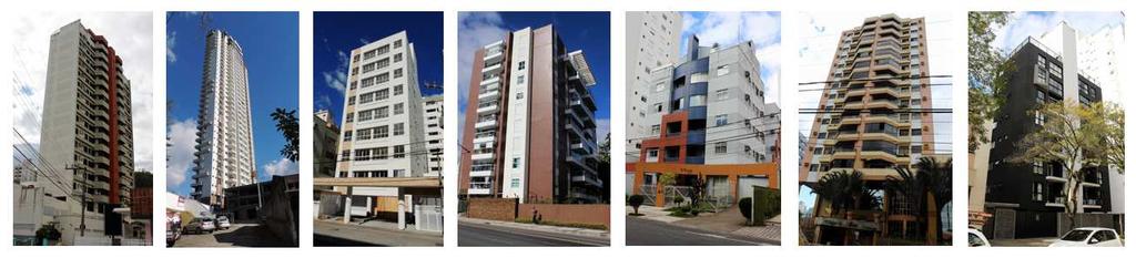 Figura 4 Exemplo de edifícios verticais multifamiliares Após a identificação tipológica do edifício e do layout de cada apartamento, foi definida a metodologia de avaliação, englobando as abordagens