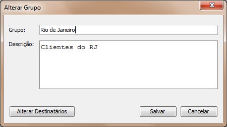 5 Inclusão de Grupos de Destinatários Na barra de menus, selecione o menu Cadastros, em seguida clicar na opção Grupo de