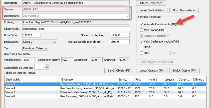 14.9 Geração do AR (Aviso de Recebimento) O AR poderá ser gerado, desde que tenha sido selecionado no ato do preenchimento.