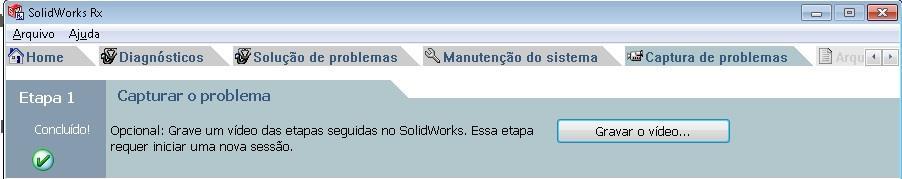 Depois de reproduzir o problema, feche o SOLIDWORKS para terminar a gravação do vídeo, ao fazer isso, o