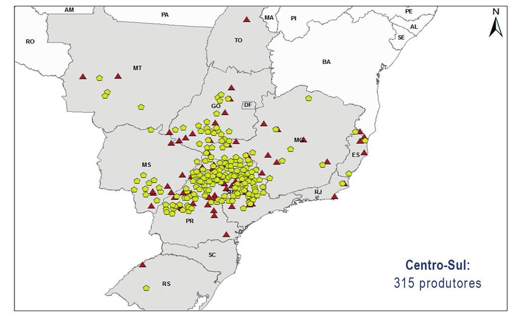 Figura 13 Unidades produtoras de etanol nas