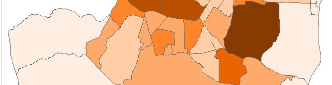 mapa 10 intensidade de população dos bairros de João Pessoa tabela 2 distribuição da população dos bairros de João Pessoa por intervalos de intensidade.