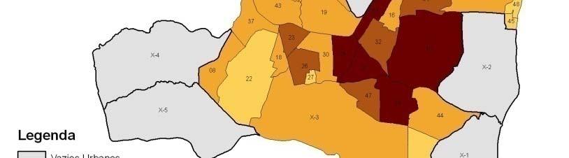 mapa 25 bairros de João Pessoa pela % de responsáveis pelo domicílio com rendimento entre 3 a 5 SM.
