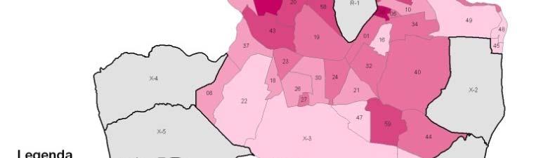 mapa 47 bairros de João Pessoa pela incidência % de mulheres responsáveis pelo domicílio. Censo IBGE, 2000. mapa 48 bairros de João Pessoa pela incidência % de mulheres não alfabetizadas.