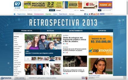 ENTREGA COMERCIAL PORTAL R7 Nº de Cotas: 05 NET Mercado de Exibição: Nacional Período previsto: Dezembro / 2014 Formato: Patrocínio Esquema Comercial HOTSITE RETROSPECTIVA 20% de visibilidade nos