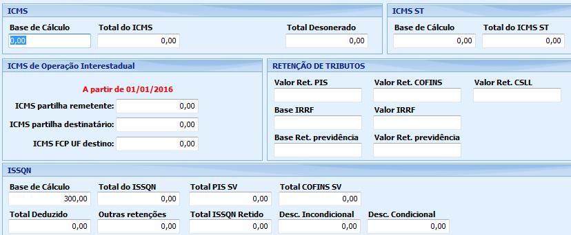 Quadro: NF-E Botão: (MAIS) Ao preencher os valores dos campos FRETE, SEGURO, DESCONTO e/ou OUTROS, clicando no botão, o valor informado, será distribuído