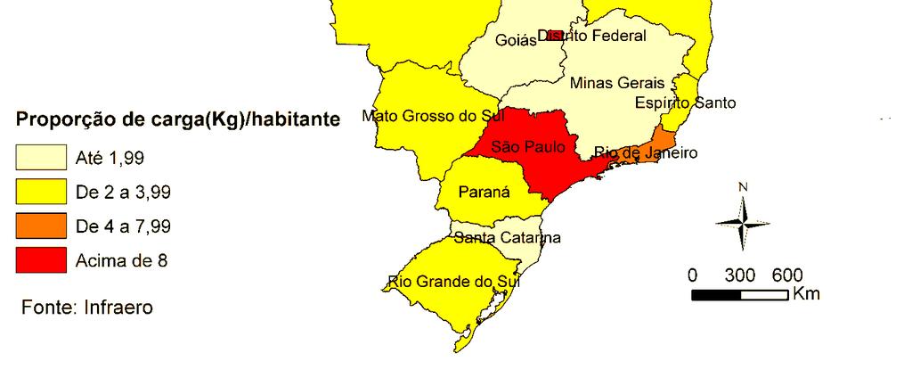 Proporção de carga aérea transportada