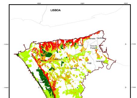 Figura 4. Mapa de perigosidade de incêndio florestal do concelho de Almada 3.