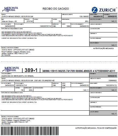 Imagem - Boleto DICAS IMPORTANTES DETALHES SOBRE A COTAÇÃO DO PRODUTO PME a) Limite de vidas permitido na cotação Mínimo = 5 Máximo = 300 b) % de adesão do Grupo Segurado ao Seguro Para seguros de