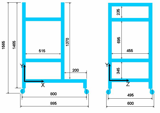 Figura 2 Ilustração das Dimensões da Estrutura de Inox Tabela 3 Dimensões Máximas da Estrutura Valores Máximos Plano Dimensões Não Considerando Considerando Rodízio Rodízio XY Comprimento (mm) 800