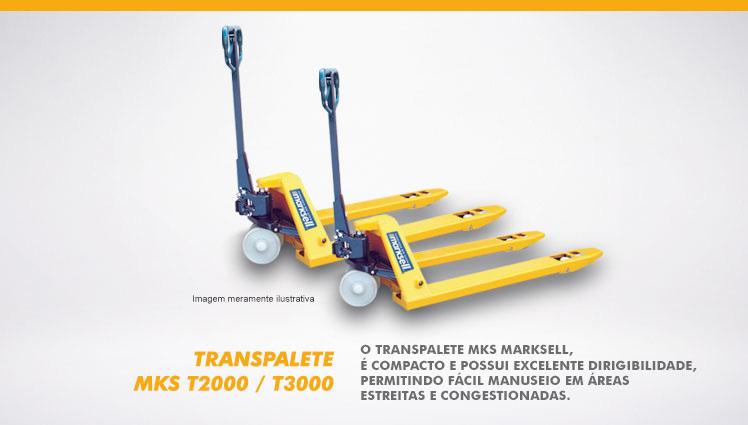 > Transpalete T2000 / T3000 O Transpalete MKS Marksell, é compacto e possui excelente dirigibilidade, permitindo fácil manuseio em áreas estritas e congestionadas.