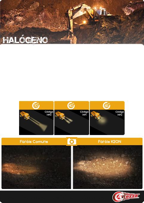 Faróis Halógenos Os faróis Halógenos oferecem a solução mais acessível para as necessidades de iluminação. Eles possuem um design compacto e robusto, adequado para uso em uma infinidade de aplicações.