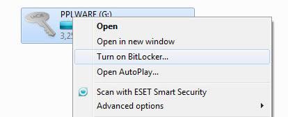Depois do BitLocker inicializar a flash drive USB, será necessário que introduza uma password.