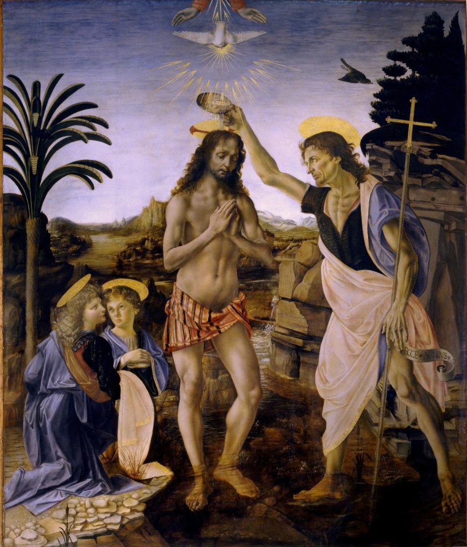 A Autoridade de Jesus e o Batismo de João Andrea del Verrocchio O Batismo de Cristo (1475). Leonardo Da Vinci, então discípulo de Verrocchio é o autor do magnifico Anjo à esquerda.