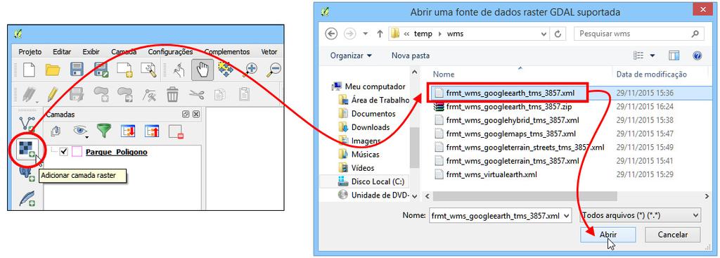 3.6. Adicionar Imagens de um serviço WMS No artigo Imprimir e Descarregar Mapas Bing e Google do Blog dos Utilizadores do QGIS em Portugual, o autor defende a utilização de camadas do serviço WMS
