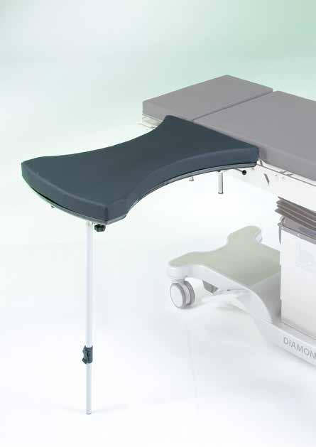 Para mesas cirúrgicas mobilis, segmento de plástico rádio-transparente com colchonete de espuma forrado,