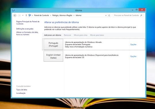 Ao seleccionarem essa opção, a janela vai mudar e vão ser apresentados todos os idiomas em que o Windows 8 está disponível.
