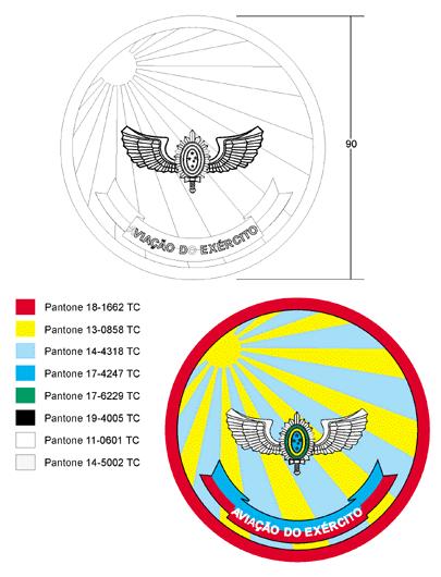 Fig 190 a) o distintivo deve ser usado sobre o bolso direito do macacão de vôo; b) deve ser bordado com linha 100% poliéster 120, apresentando a seguinte composição: 1.