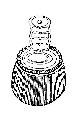 cor do tecido, complementado por um gancho de segurança de metal na parte interna do cós; XXXIII - dragona na cor dourada para Oficial: Fig 63 - Dragona na cor dourada para Oficial a) constituída de