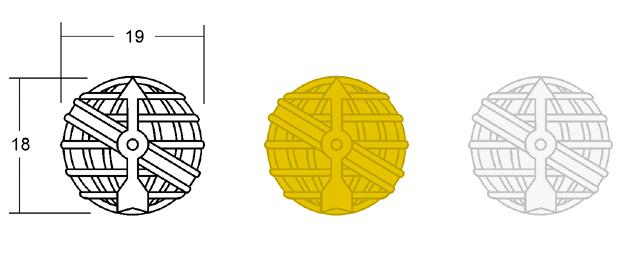 Fig 129-8 IX - de Comandos: um crânio humano estilizado, atravessado de baixo para cima por um sabre.