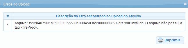 Após salvar os arquivos, as NF-es ou CT-es serão exibidas(os) no grid de pesquisa do processo com as informações e a situação.