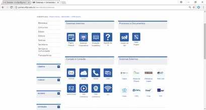 INTEGRAÇÃO ALUNOS SERVIDORES O portal tem páginas que reúnem serviços/sistemas