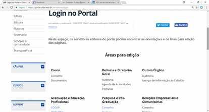 Você pode encontrar os links para edição ao clicar na sua área, assim como os vídeos tutoriais e documentos referentes ao portal.