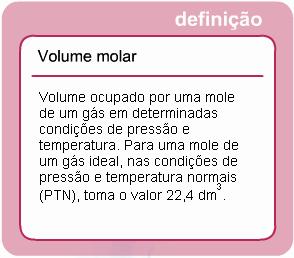 definir-se o volume molar de um gás como: Em determinadas condições de pressão e temperatura, o