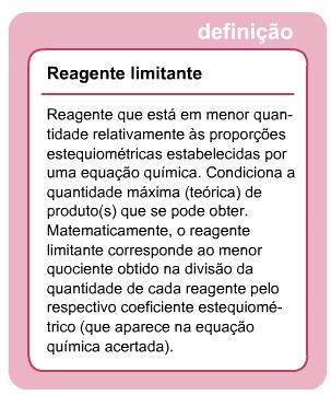 Reagente limitante e reagente em excesso Reagente limitante e