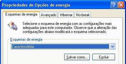 APARÊNCIAS E TEMAS BOTÃO ENERGIA Clique para abrir a caixa de diálogo