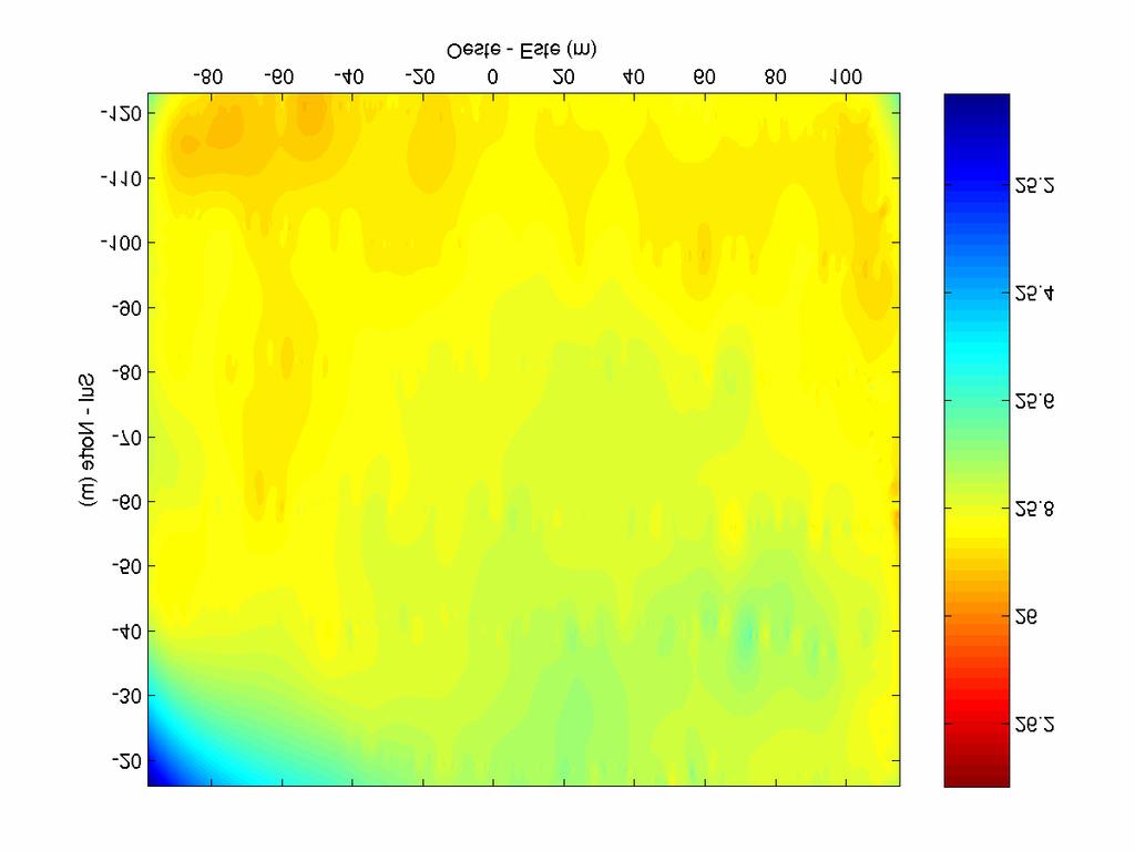 Os dados em XY das secções horizontais correspondem aos dos percursos efectuados horizontalmente e sequencialmente pelo VSA Isurus às profundidades dos 2, 4, 6, 8, 10 e 12 m,