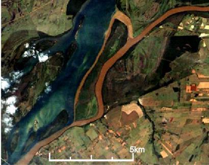 Figura 6.- 8/10/08. Vazão do Ivaí em 1.900m 3 s -1, e rio Paraná com 7.394m 3 s -1. O braço superior escoa Q 1.