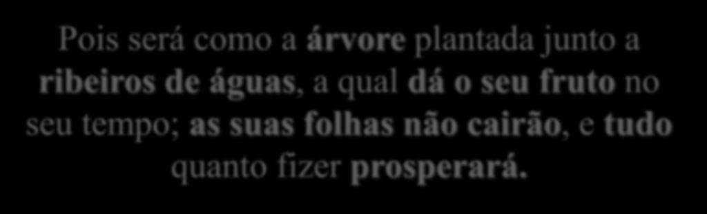 Pois será como a árvore plantada junto a ribeiros de águas, a qual dá o seu fruto