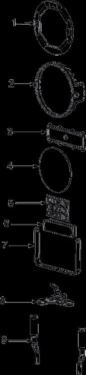 1 - Tampa 2 - Corpo 3 - Tampa do alojamento 4 - Vidro plano temperado 5 -