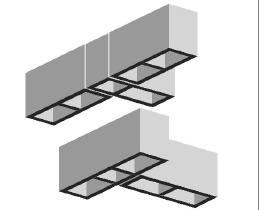 Fig. 2.12 - Borda com módulo e largura diferentes, com bloco especial Fig. 2.13 - Borda com módulo e largura diferentes, com bloco especial de três furos 2.7.