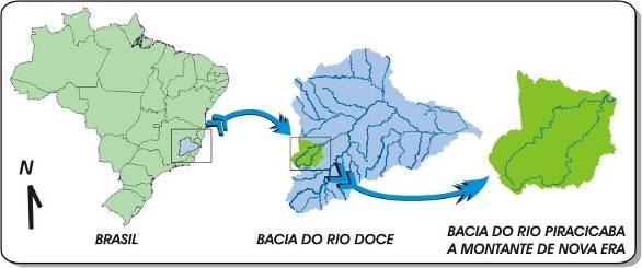 Figura 1 Localização da bacia do rio Doce e do Piracicaba a montante de Nova Era.
