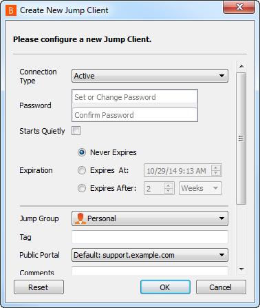 Escolha políticas de sessão para atribuir a este Jump Client. As políticas de sessão atribuídas a este Jump Client têm a prioridade mais elevada se forem definidas permissões de sessão.