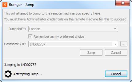 é detectada quando a sessão do Jump Client é iniciada.