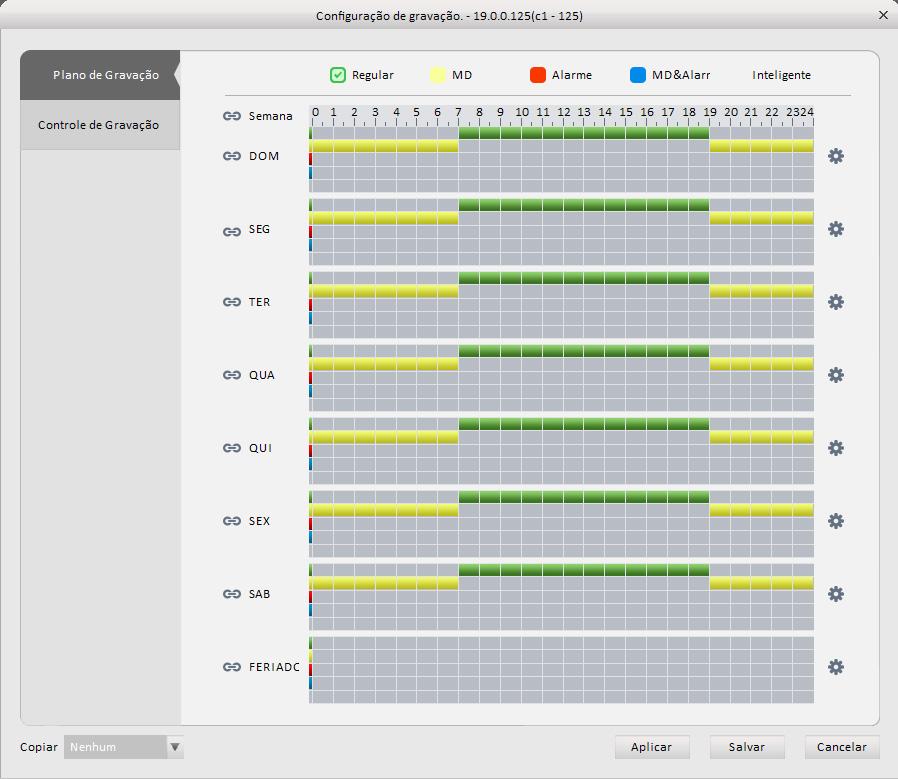 Gravação Gravação Plano de gravação É possível definir um período para habilitar a