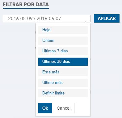 de uma data específica ou através da caixa de texto de pesquisa rápida.