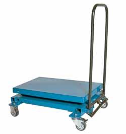 113 kg Acionamento: alavanca ou pedal Tamanho da mesa: 1200 x 600 mm Elevação mínima: 425 mm Elevação máxima: 1010 mm Peso: